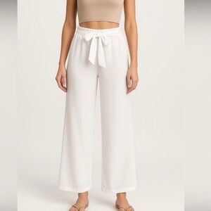 Ryocco White Wide-Leg Pants with Tie Waist - women’s Size Small (N9)✨